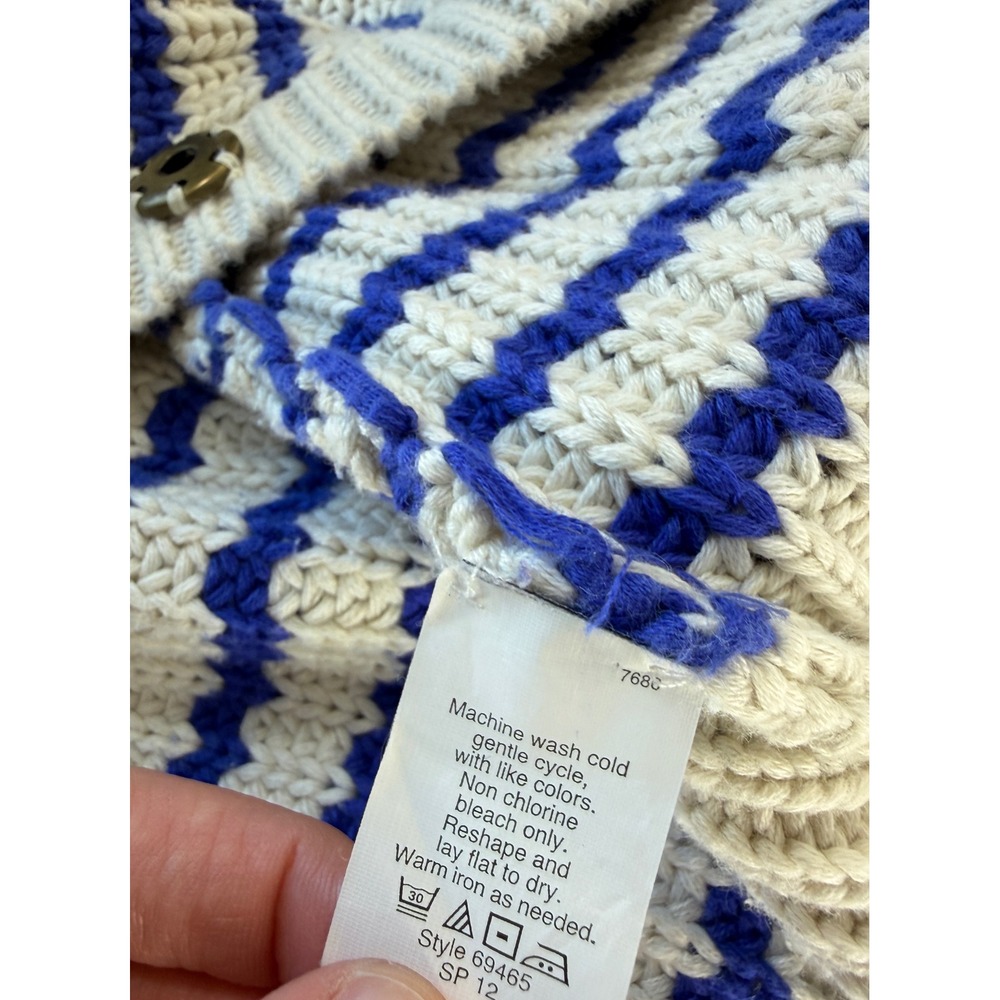 J. Crew Ripplestitch Cardigan Sweater Striped Chunky Knit Preppy Nautical Cozy - Picture 8 of 12